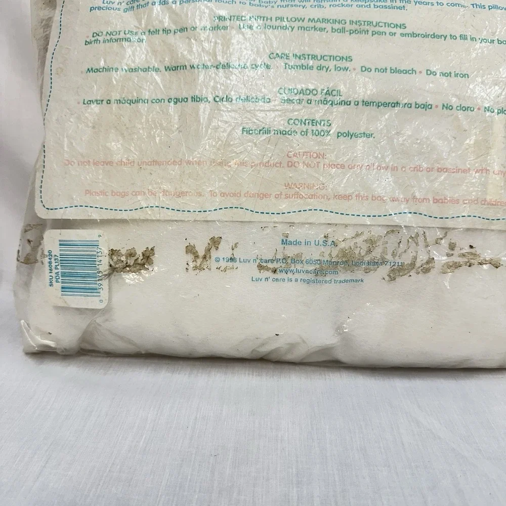 Baby Luv N' Care Birth Certificate Keepsake Pillow In Original Packaging New Vtg